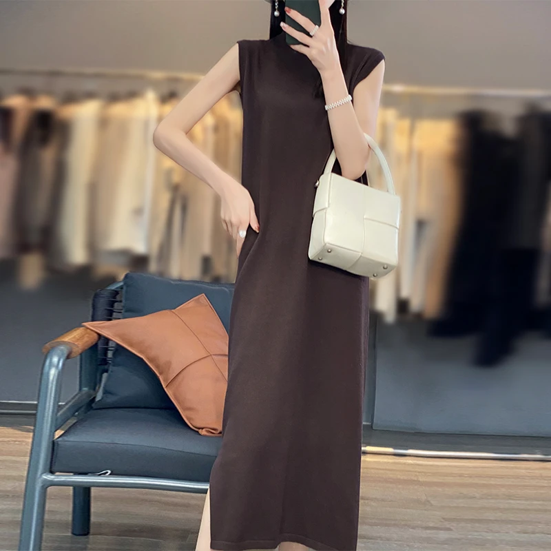 纯棉新疆棉 女士圆领宽松无袖连衣裙