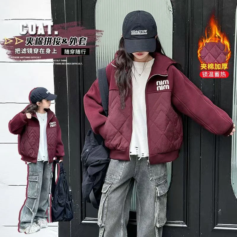 清仓不补.冬款加绒加厚中大童休闲百搭男女童宽松时尚亲子棉服