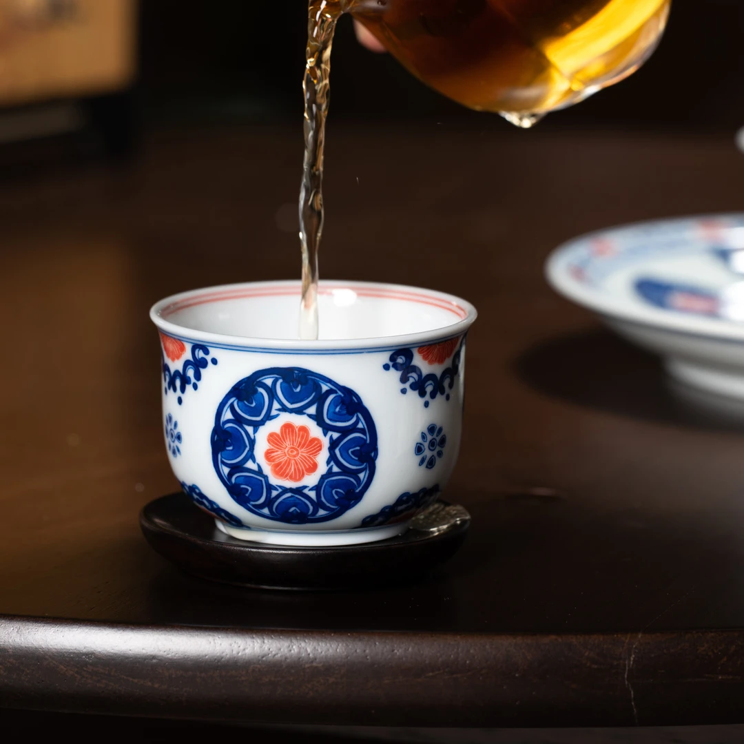 【YR】青花拓片（如意宝相）圆融杯 110cc 陶瓷主人杯