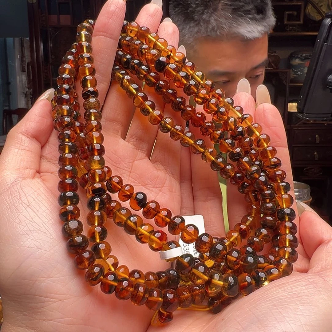 琥珀裸石未镶嵌抚顺琥珀20527多样性发其一8mm