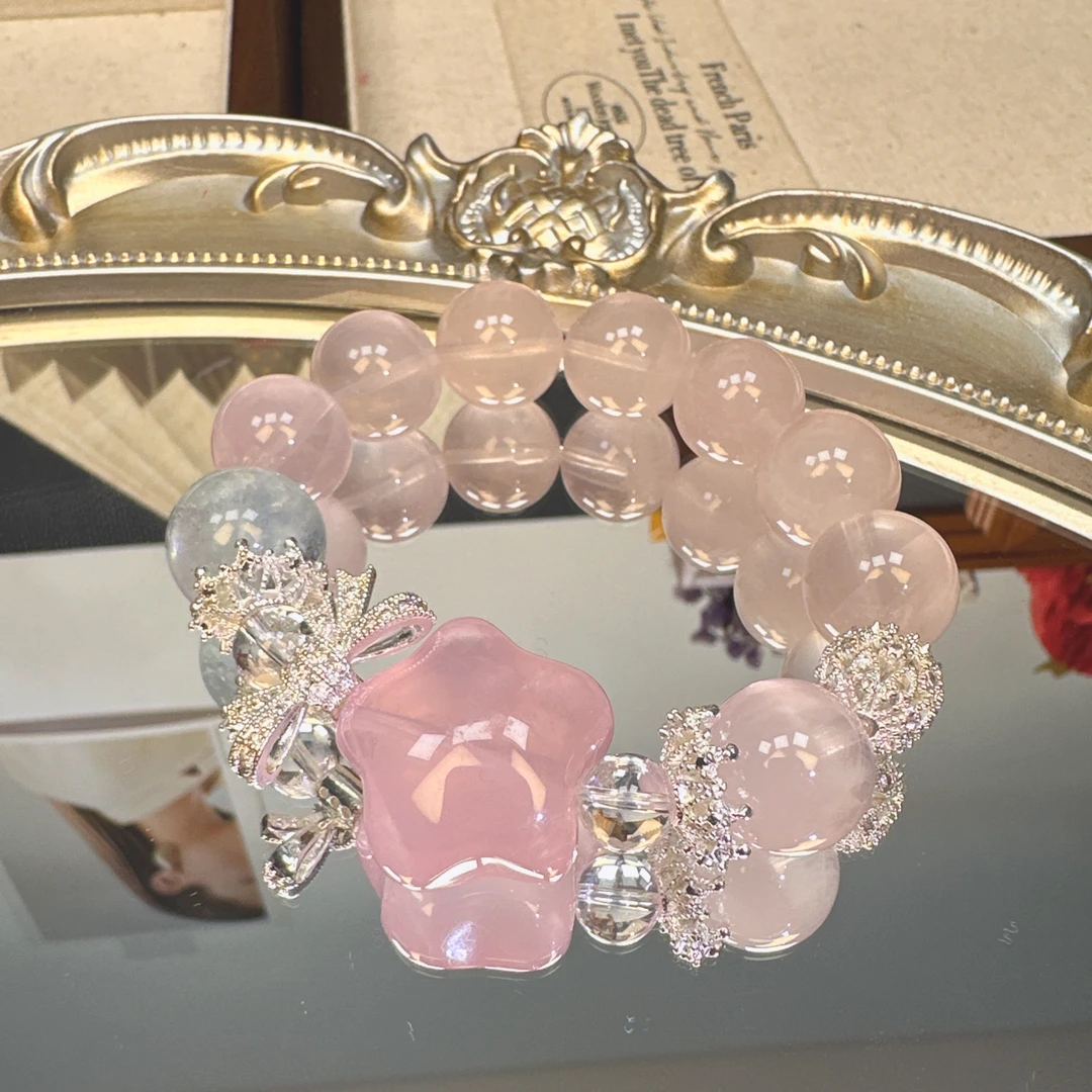 15mm+粉水晶搭配粉晶胖星手串1494 颜色微差 多样性发一