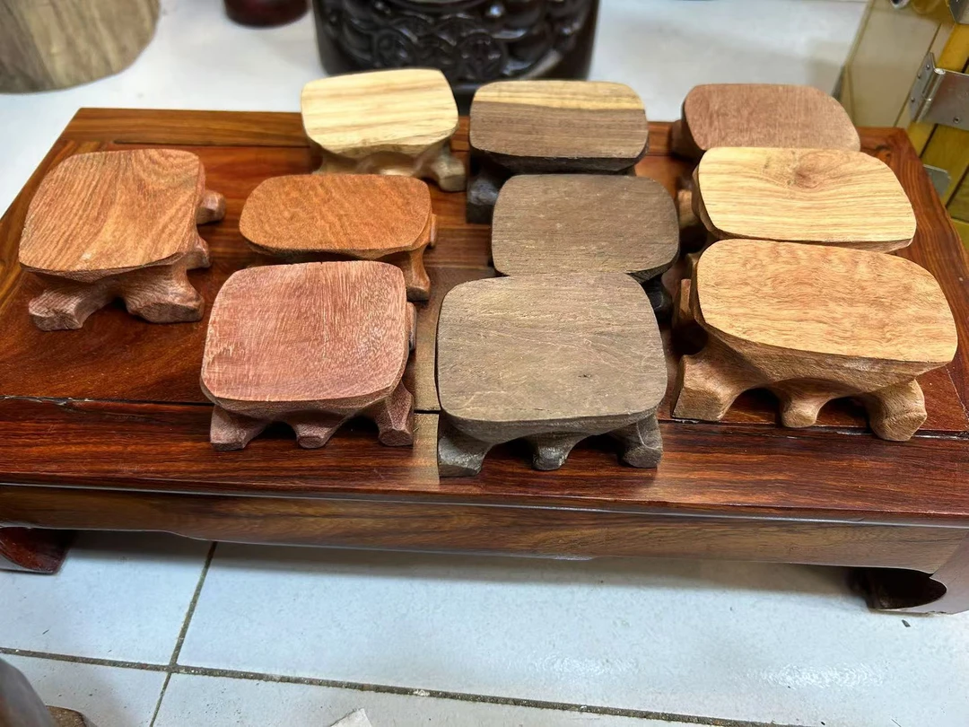 花梨木黑檀木奇石盆景红木底座摆件10个