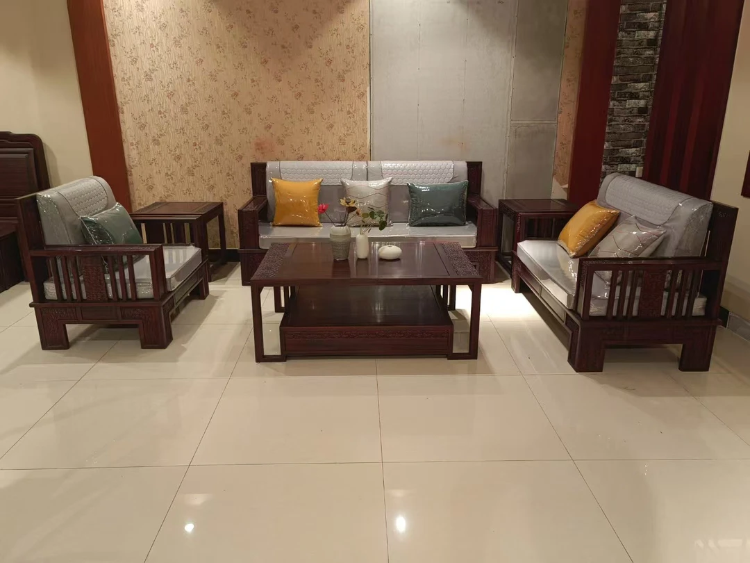 老板娘推荐- 套装沙发-酸枝木--榫卯结构 送坐垫送玻新中式