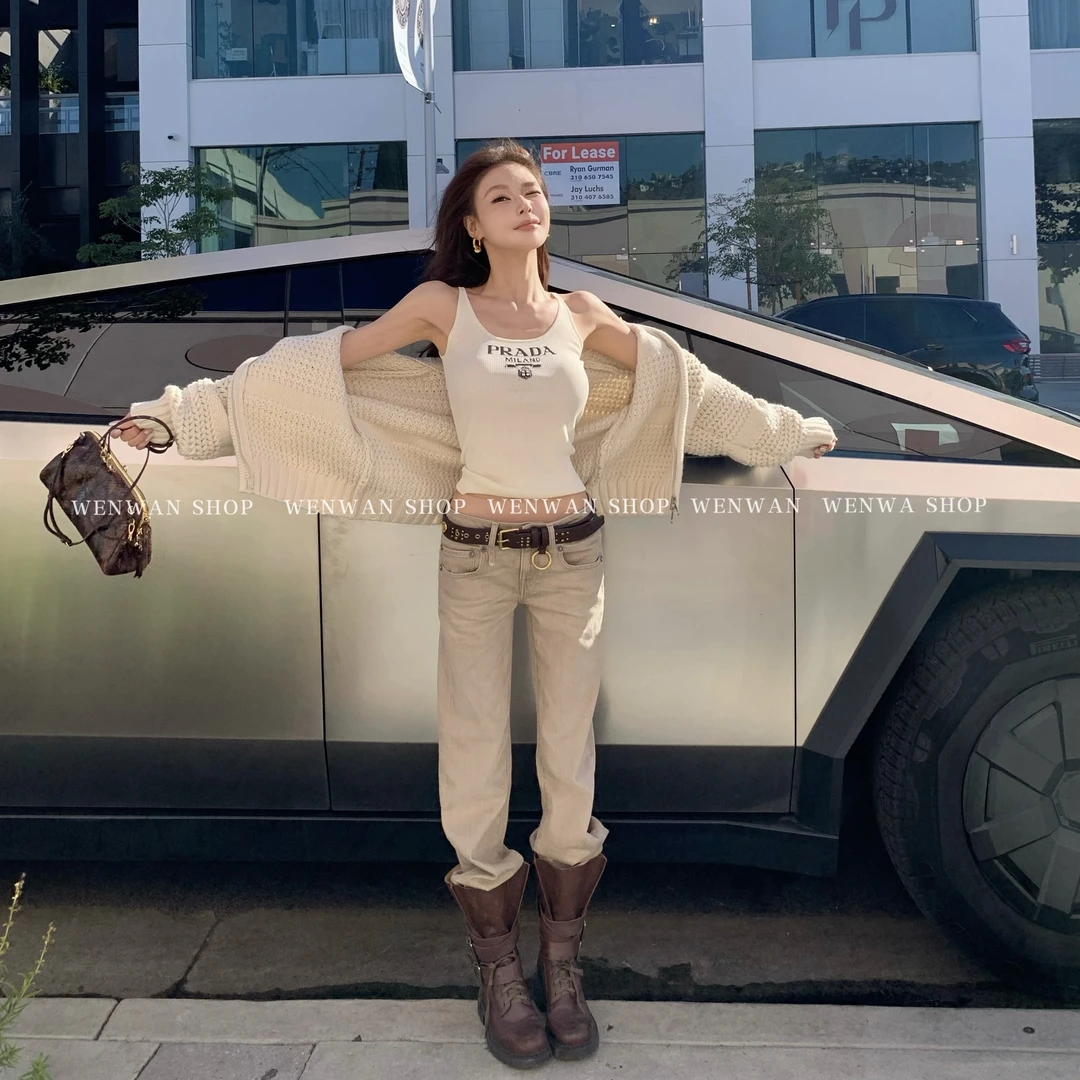 双十一狂欢价！【第五街区】百搭显瘦卡其色牛仔裤