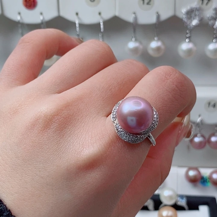 优***优戒指银S925镶嵌淡水珍珠