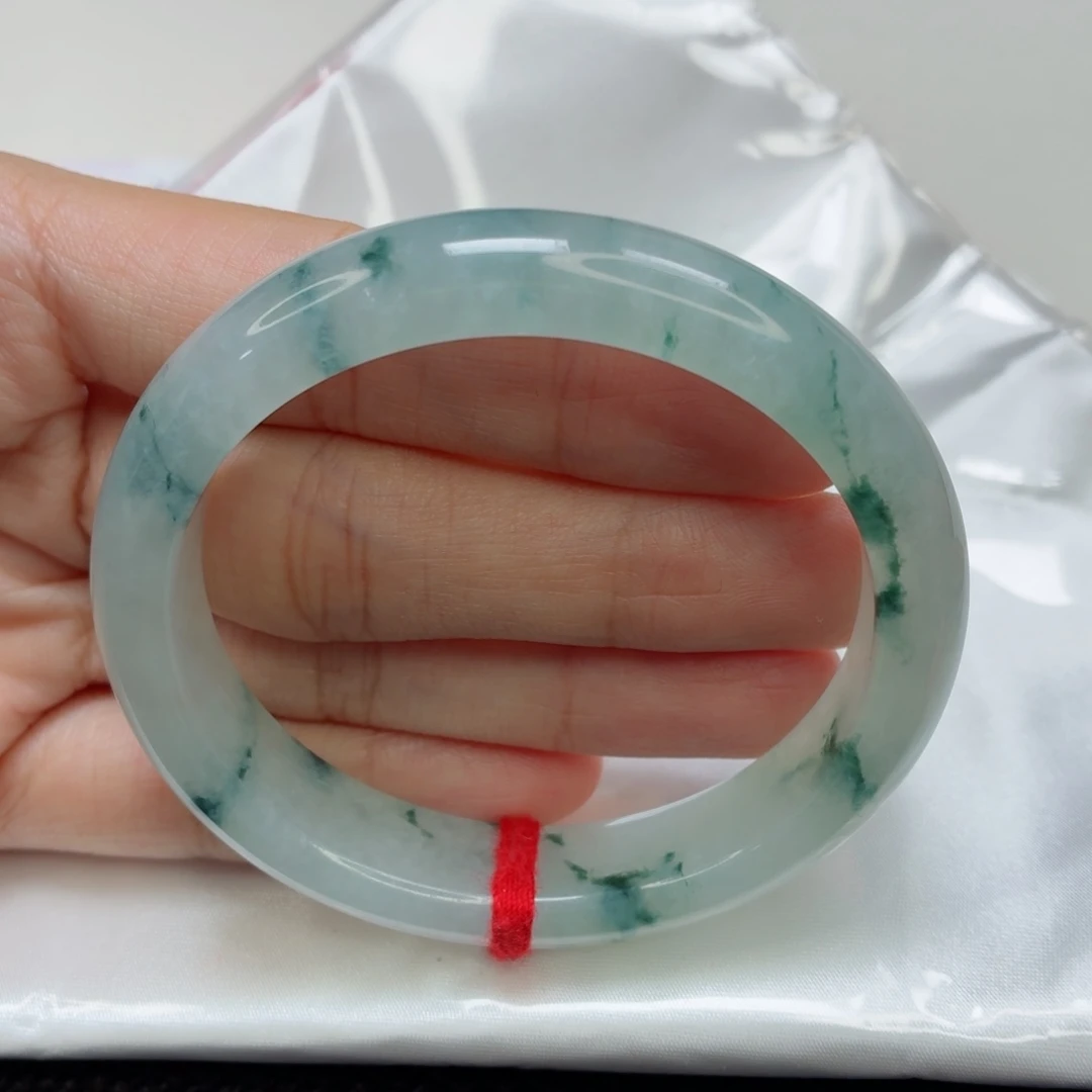 翡翠未镶嵌手镯老坑55贵妃冰飘花起光018