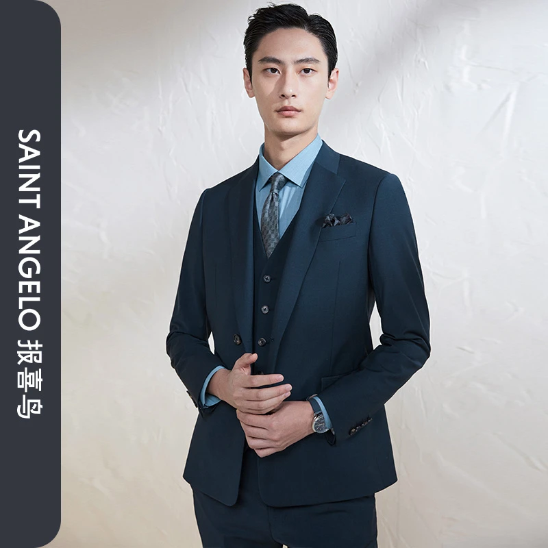 报喜鸟2025年春季新款时尚正装男士西服套装西裤异形领双开衩男