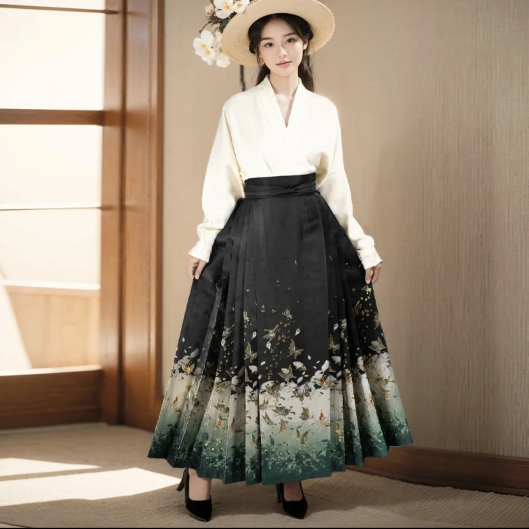 【彩蝶】新款重工织金仿妆花高端明制马面裙汉服女