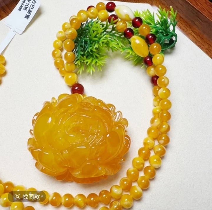 w106古巴新蜜 百花蜜珠珠链子款牡丹花毛衣链