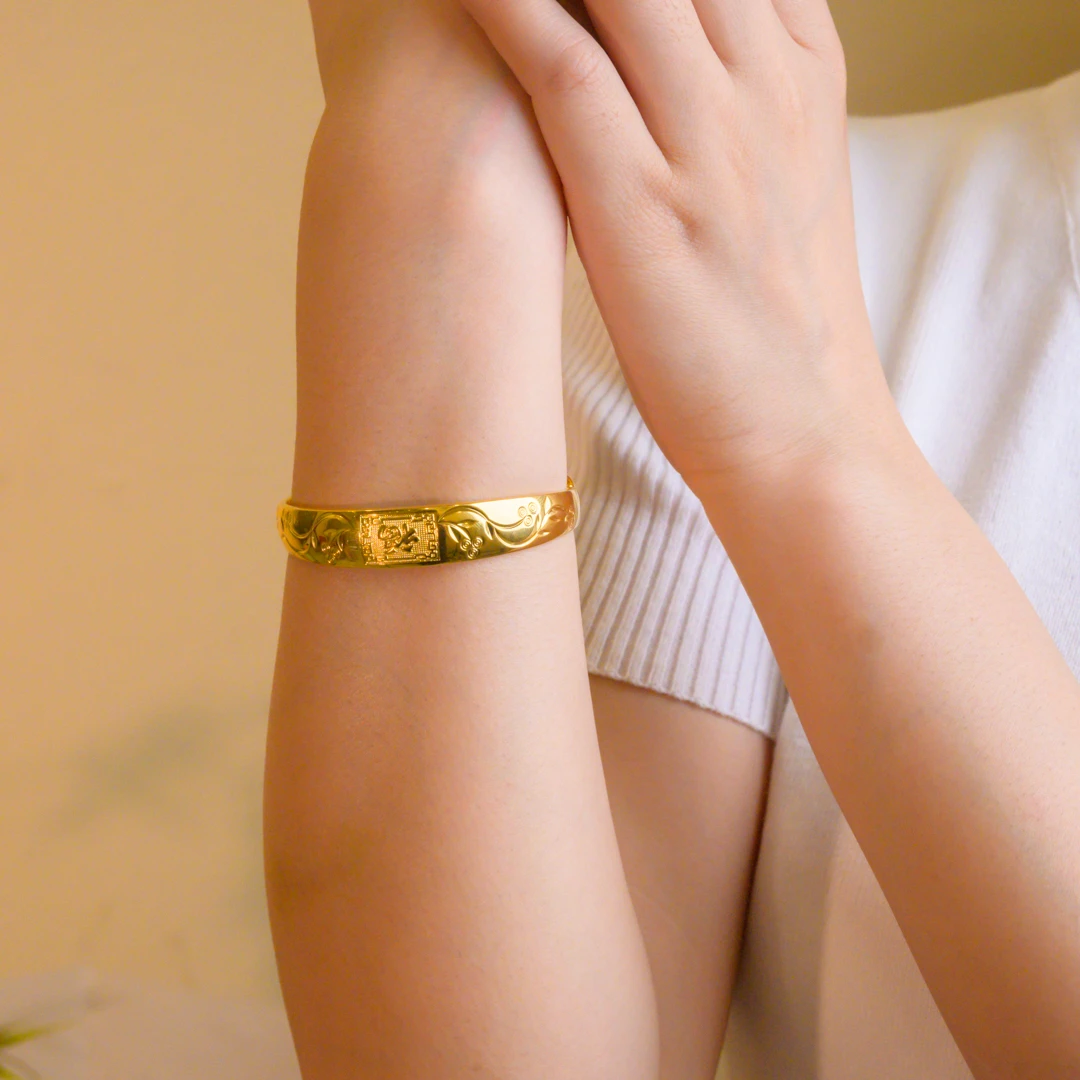 足银手镯 福字龙凤推拉手镯