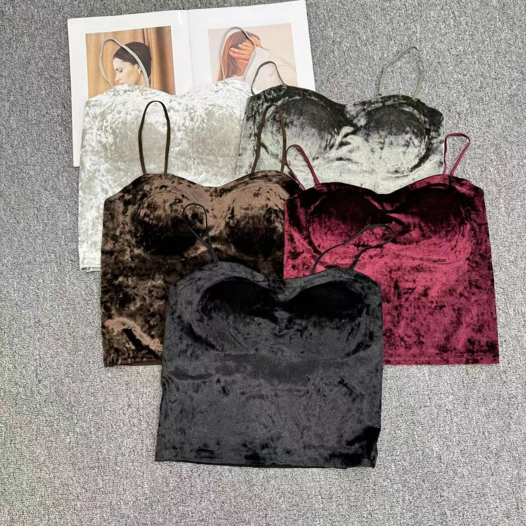 【周周家】5089濮院新款纯色背心美背丝绒吊带女士休闲舒适