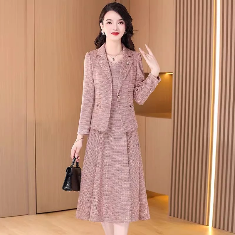 【两件套】15238梦晚秋季优雅气质时尚大气休闲收腰显瘦套裙-JHY