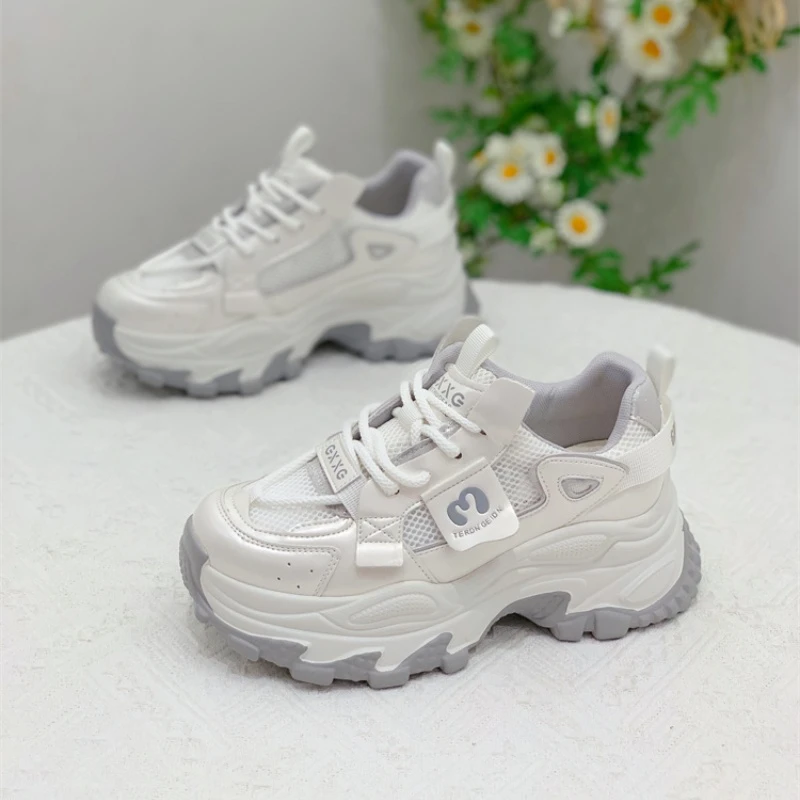 韩版小众炸街超火老爹鞋女2025夏季爆款透气增高厚底网红休闲运动