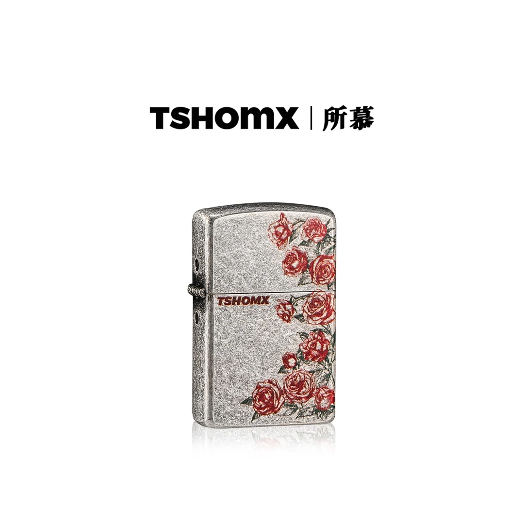 tshomx煤油防风打火机热恋玫瑰送男友生日七夕礼物创意定制高颜值