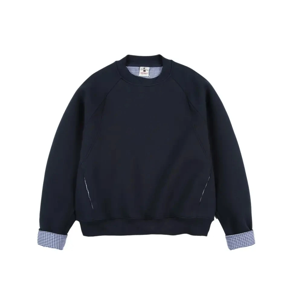 秋季拼接袖口6色500g圆领卫衣cleanfit短宽版型男女同款TF-1032