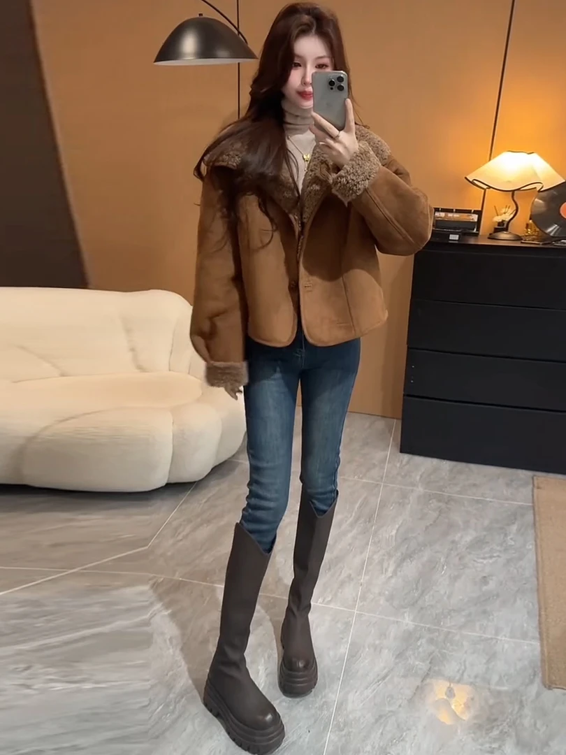 冬季美拉德复古加厚羊羔毛外套2025新款高级感巨好看皮毛一体上衣