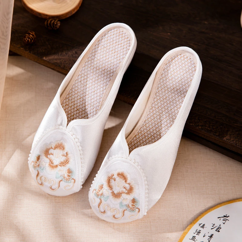雨若拖春夏新款古风绣花拖鞋内增高透气凉拖女民族风老北京绣花鞋