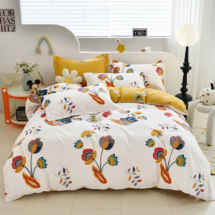 新款纯棉四件套100%棉三件套小清新田园风学生宿舍