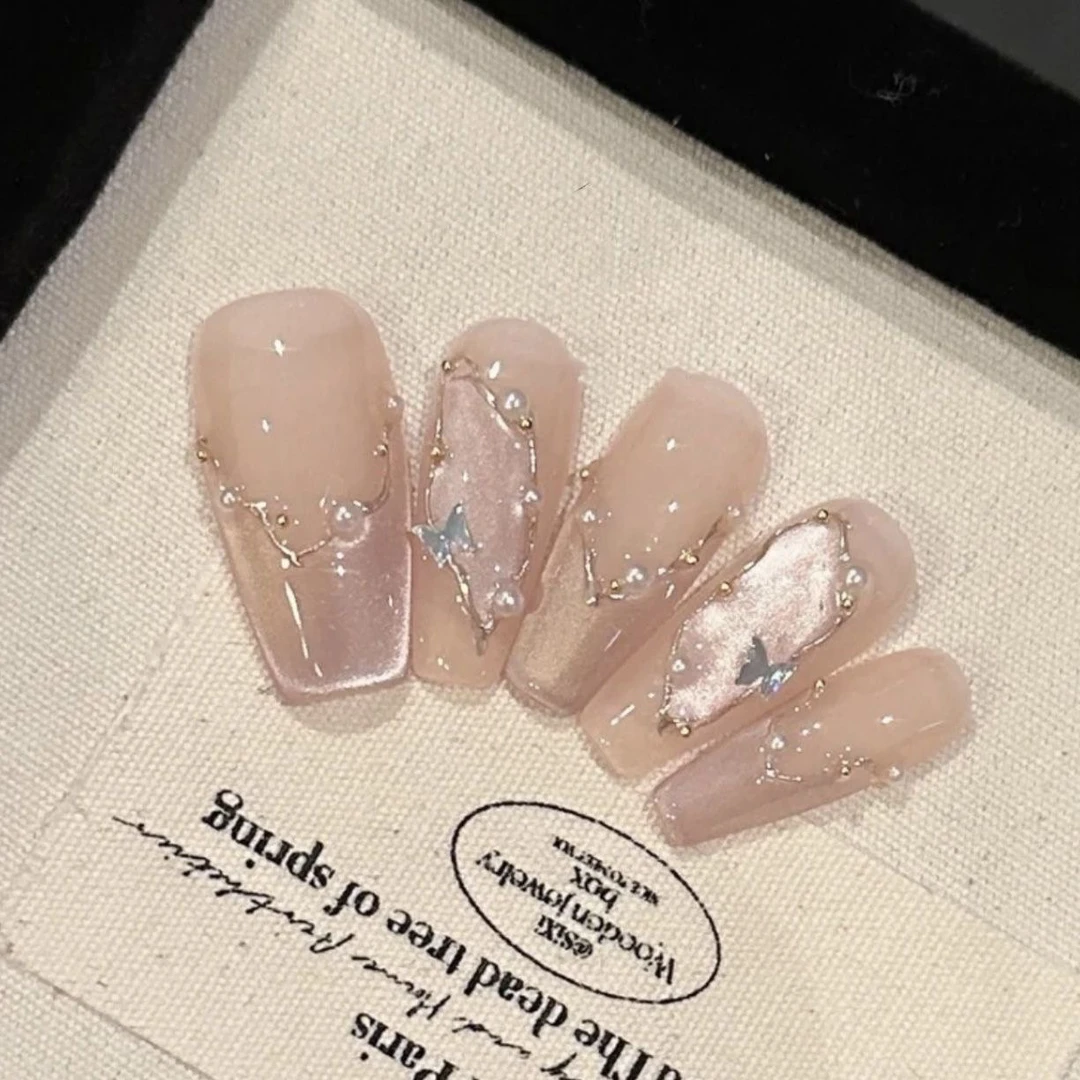 爆款夏季气质仙气温柔纯欲猫眼可拆卸穿戴甲