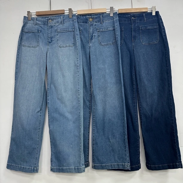 5536（微瑕）三色法式高腰直筒双口袋牛仔裤