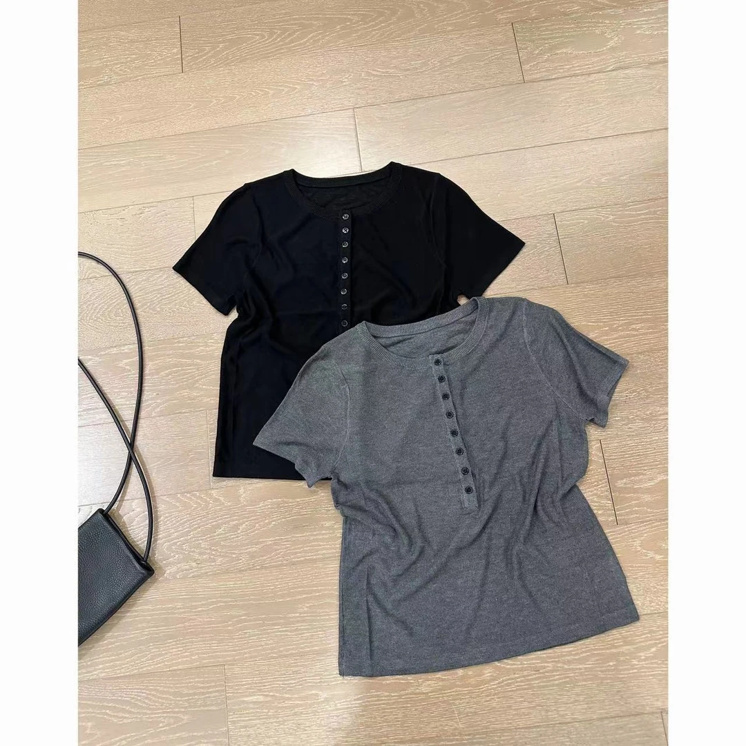 HAN YU 2024夏季 极简开扣莱赛尔休闲百搭上衣 2405B2374