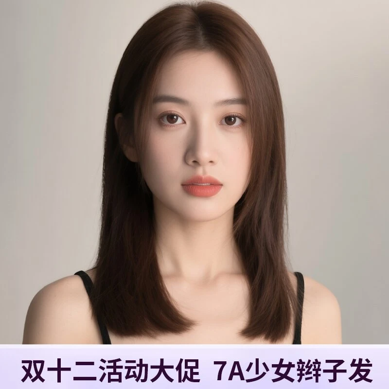 半手织【纳米生物膜啵啵直发】八字刘海气质真发递针全头套长直轻薄