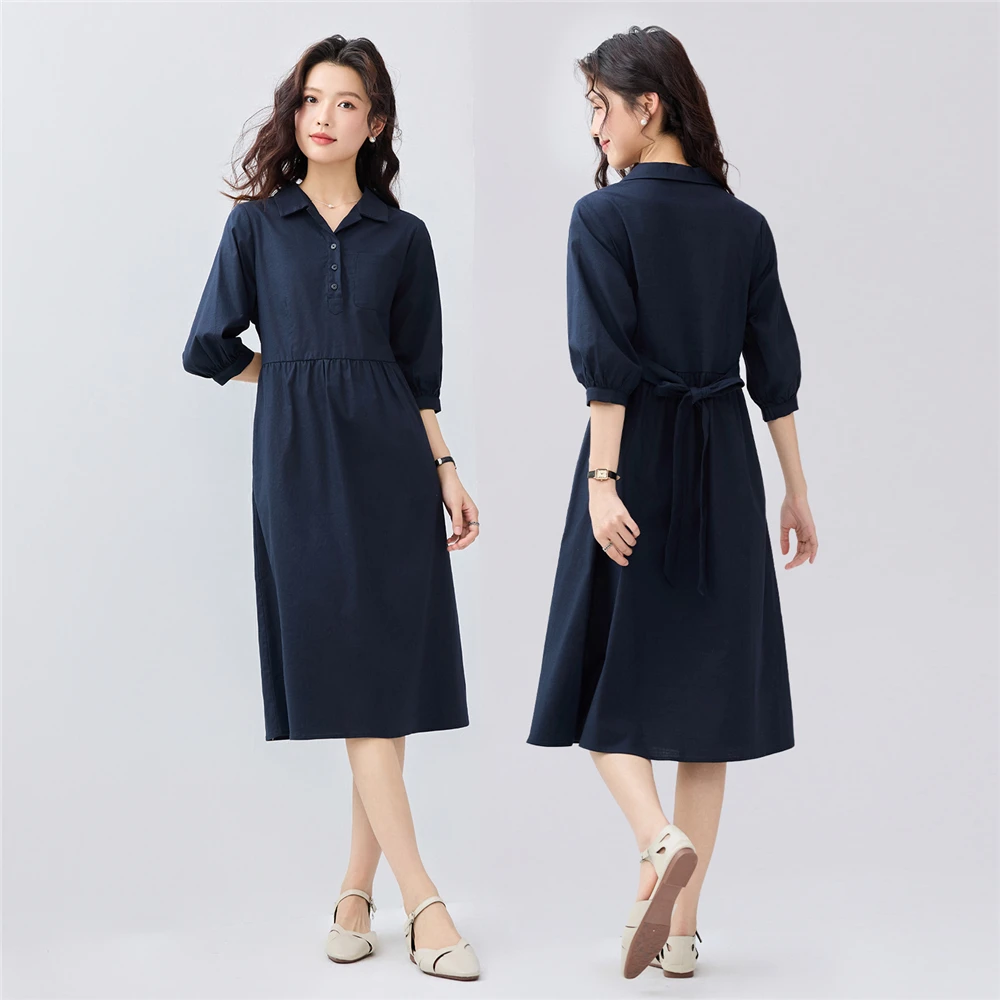 佐丹奴知性气质连衣裙女莱赛尔绑带西装领连衣裙女05465079