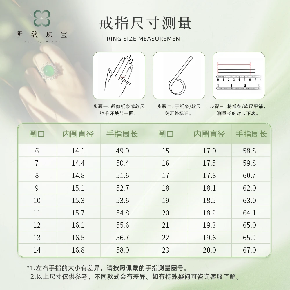 所欲珠宝戒指尺码-测量方法图-勿拍！！