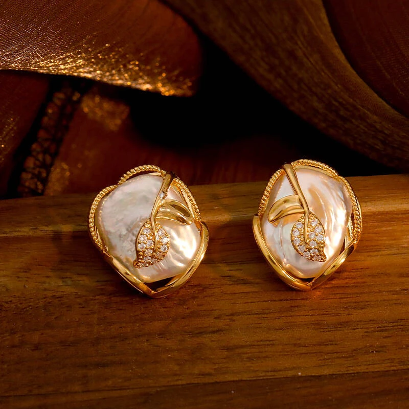 铜合金耳饰 《货号8607》气质异形珠珠耳钉