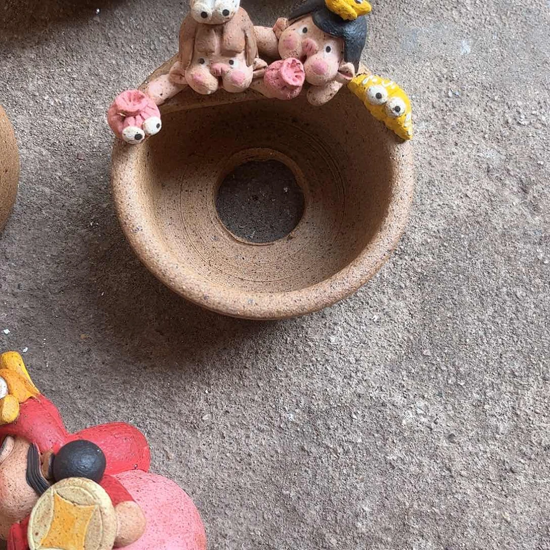 泥塑不**鱼古镇炻陶花盆