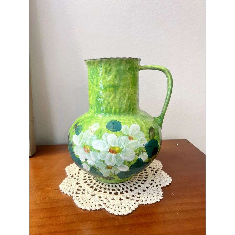 景德镇手作水养鲜花莫奈花园艺术感单把花瓶（高22cm 口9cm）