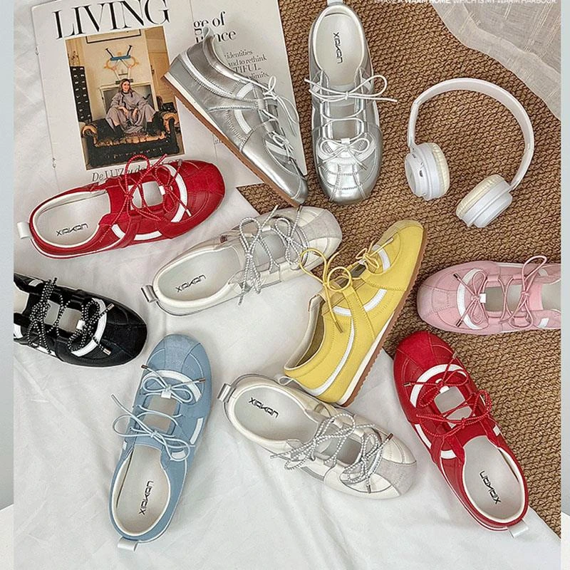 芭蕾风平底内增高5cm甜妹德训鞋女2025新款韩版运动玛丽珍单鞋