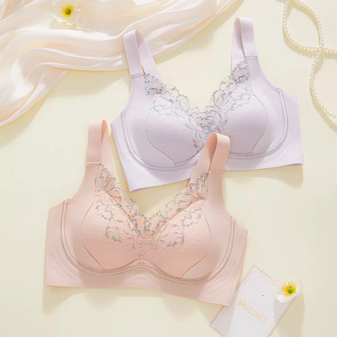 067L1272 2025刺绣轻薄调整文胸无钢圈聚拢刺绣提拉内衣舒适胸罩
