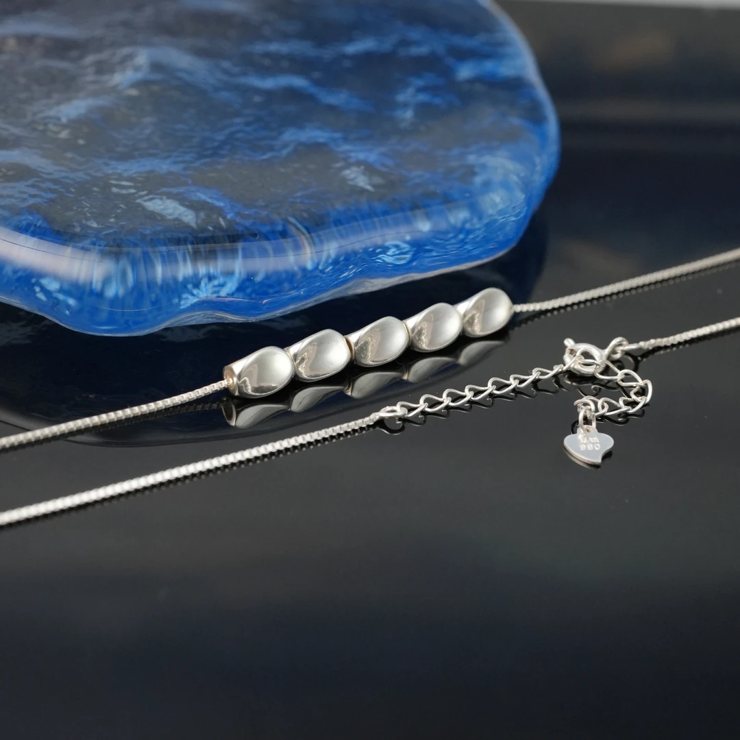 坠链均足银 黔喜银饰【不规则转运珠套链】气质时尚百搭简约设计感