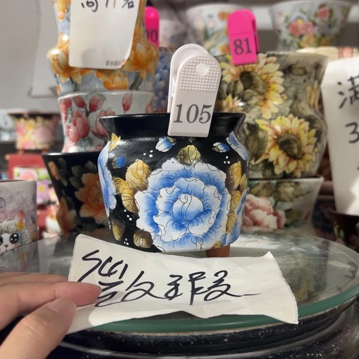 景德镇手绘花盆满38包邮偏远地区除外