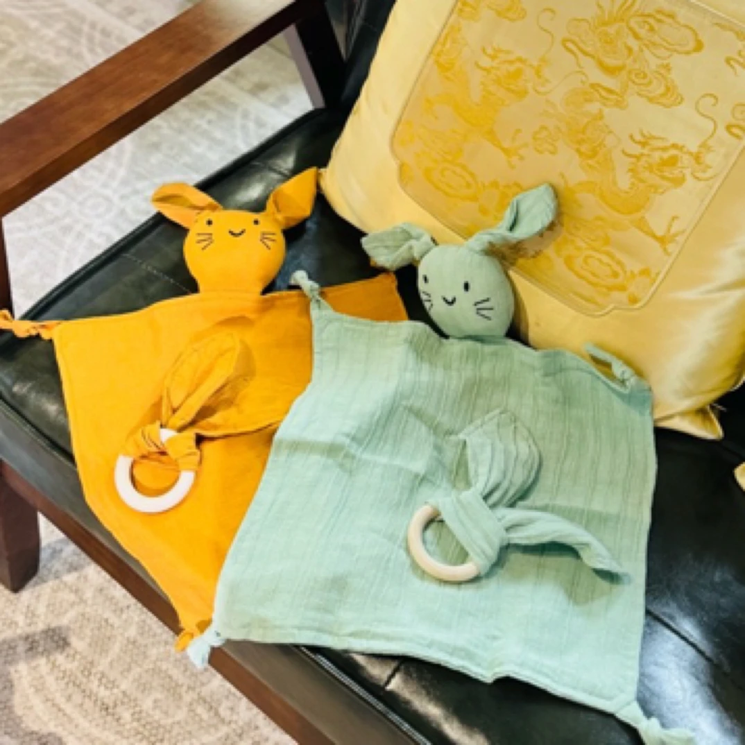 儿童手帕兔子儿童小可爱桑蚕丝百分百