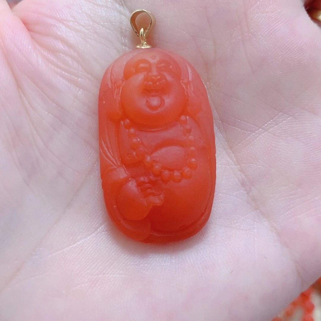 南红玛瑙银S925镶嵌吊坠(不含链)