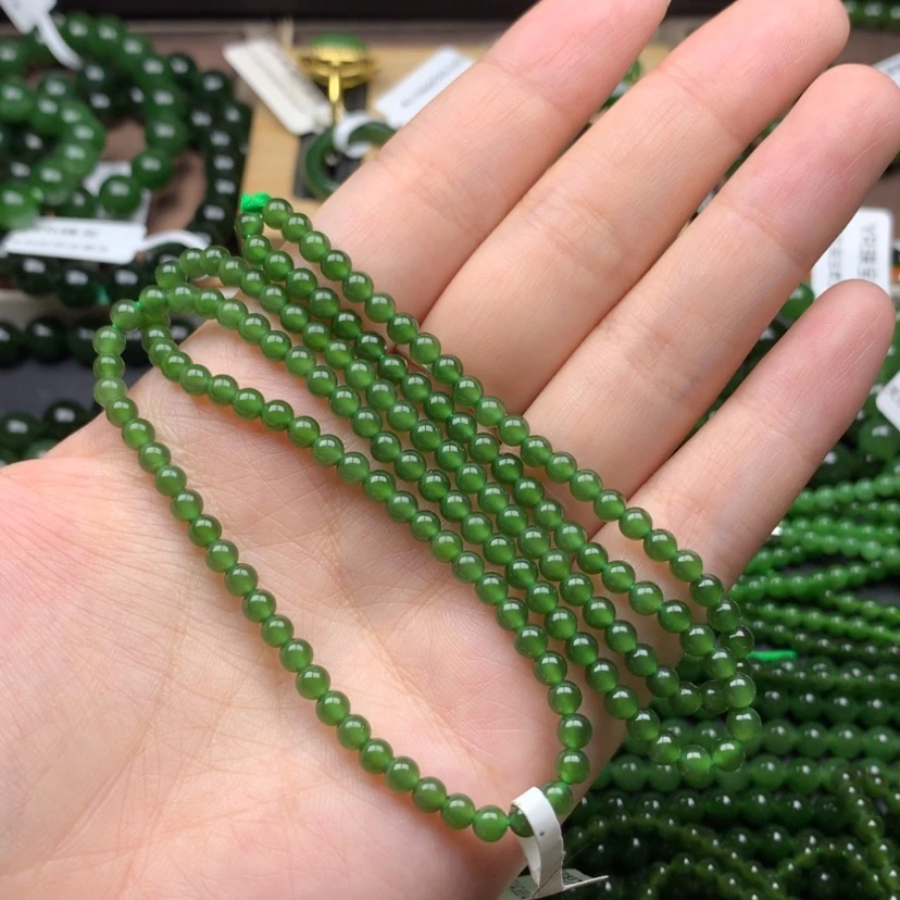 【闪购商品】颈饰未镶嵌和田玉（碧玉）4m辣绿无黑