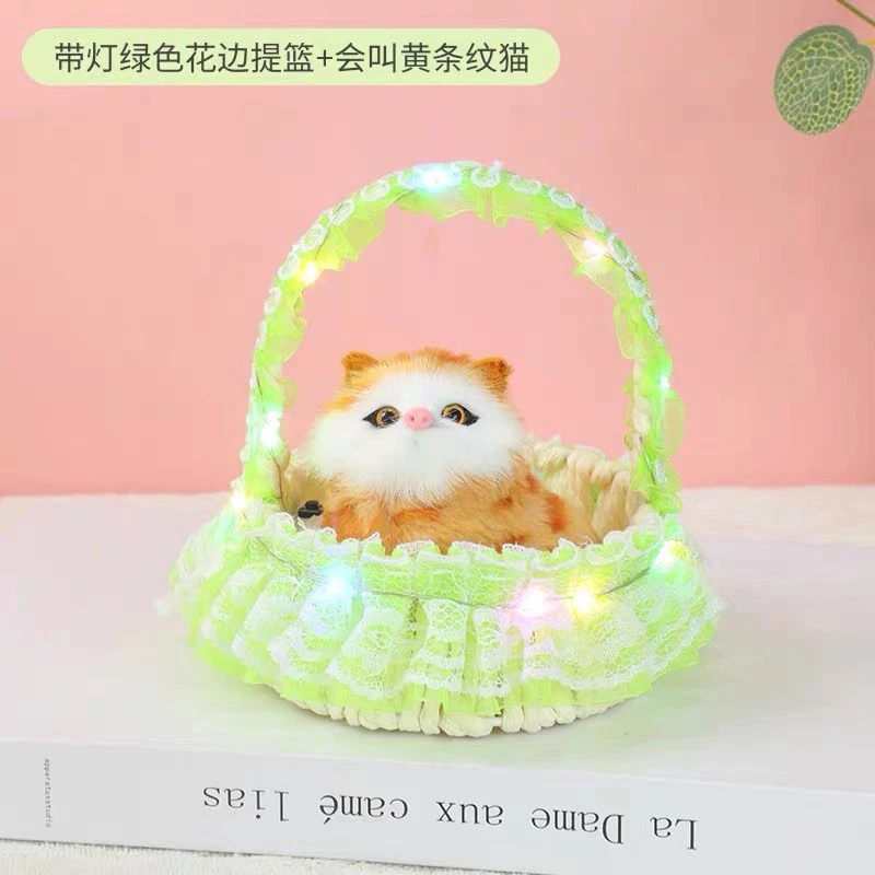 仿真发光花篮会叫猫咪猫咪玩偶生日礼物女孩儿童节3到6岁儿童玩具