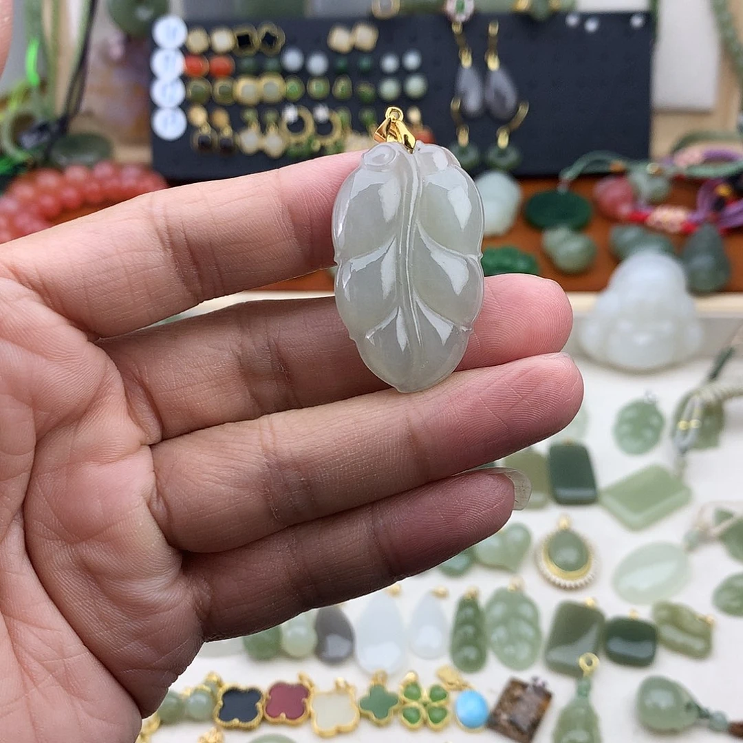 和田玉银S925镶嵌吊坠(不含链)