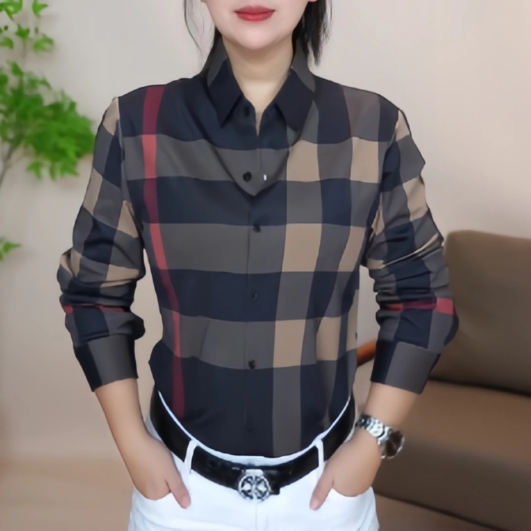 【欧派男装】2025男士冬季新款格子修身百搭轻奢男士加绒长袖衬衫