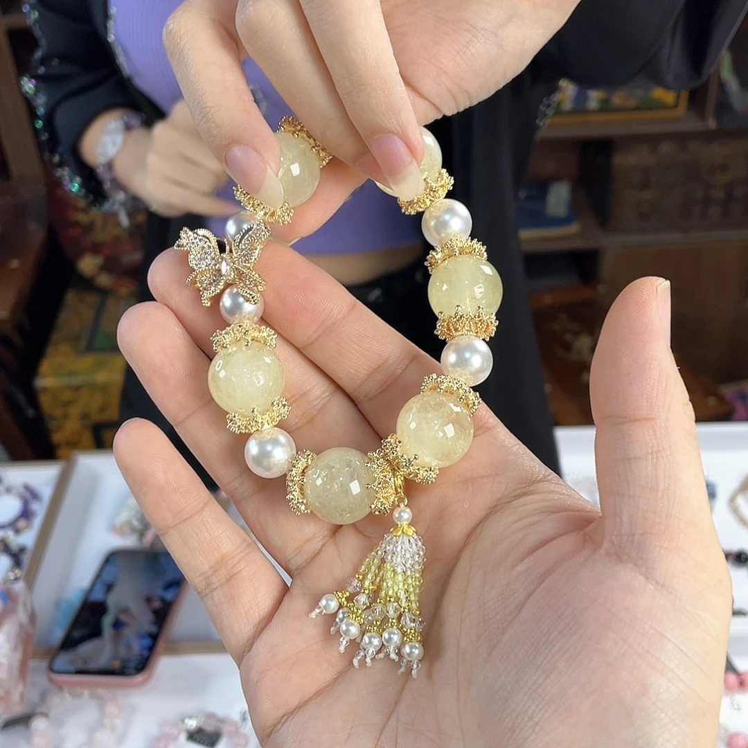 水晶手链银S925镀金镶嵌