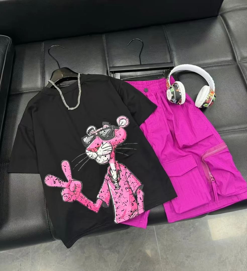 吾2025【Y】6月5日 儿童时尚粉红豹夏季短袖套装5358-