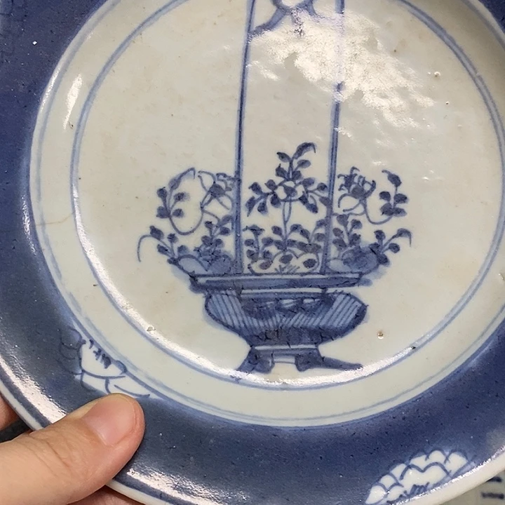 草***哥青花盘一个，青花盘