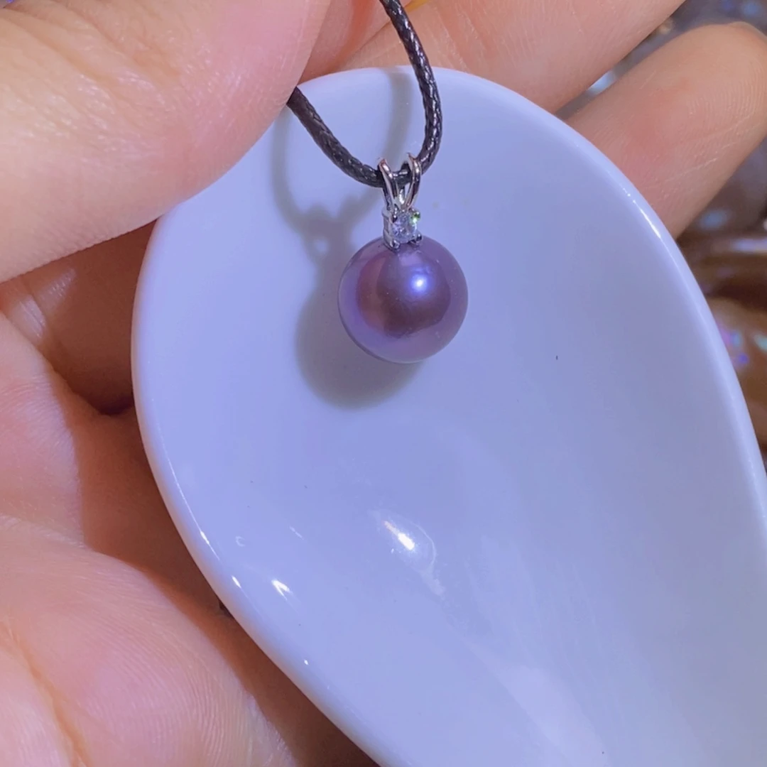 银S925镶嵌淡水珍珠天然淡水珍珠无染色无优化