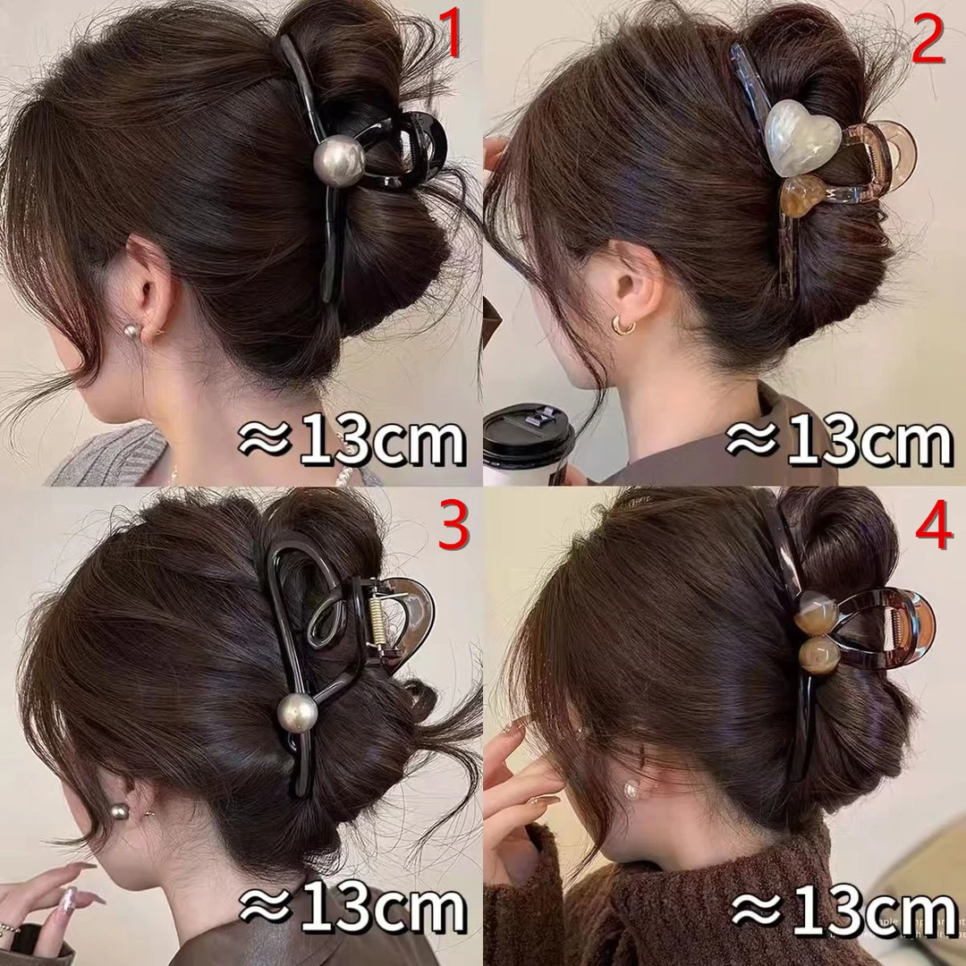 2025新款亮面鲨鱼夹时尚大抓夹镂空爱心发夹后脑勺夹子发卡头饰