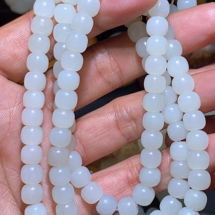 和田玉8-7老型珠项链未镶嵌