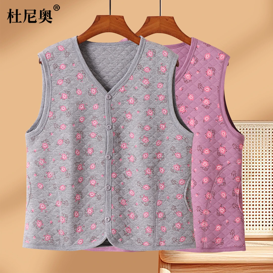 中老年女纯棉保暖马甲老人夹棉开衫坎肩妈妈秋冬宽松全棉保暖背心