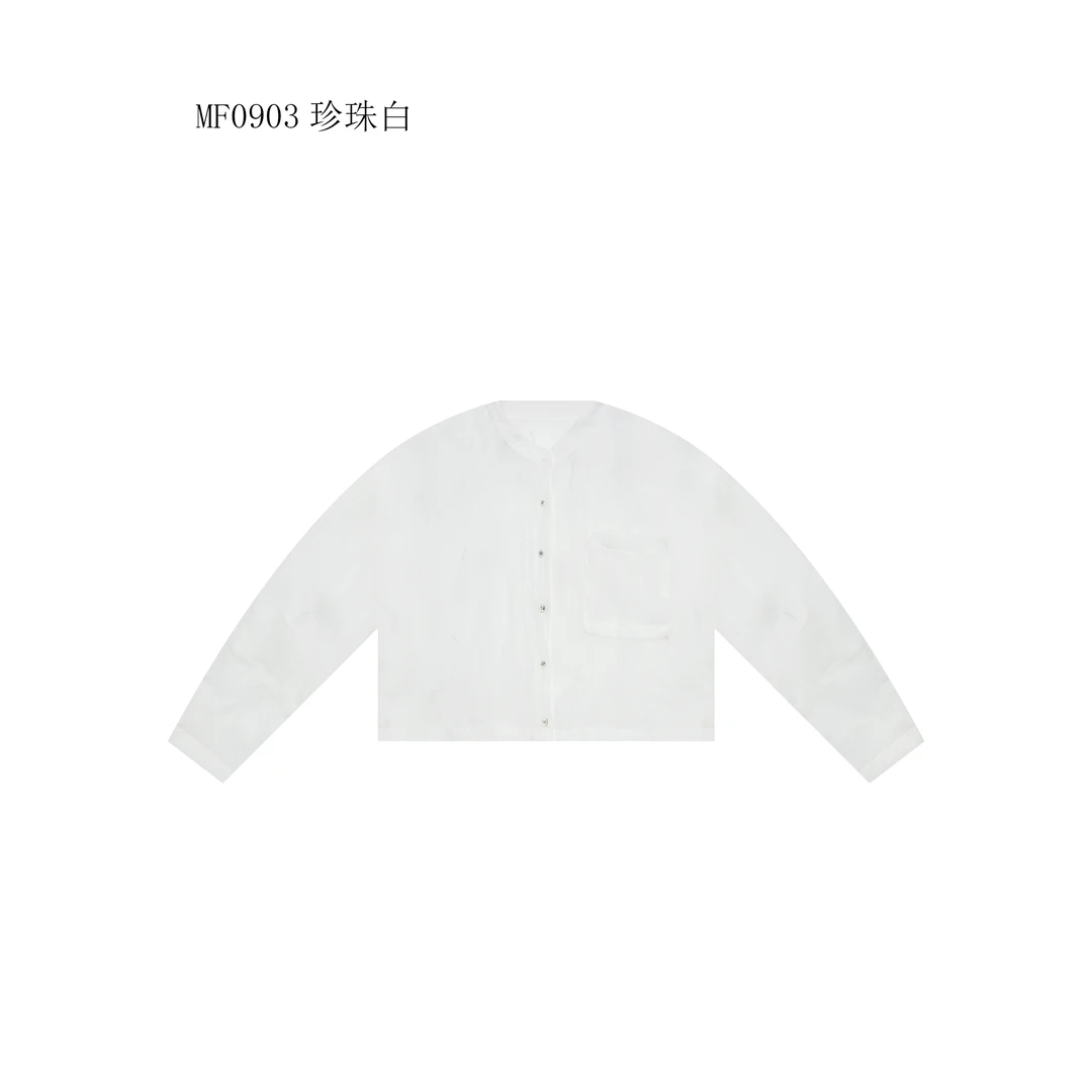 【麻訪家】MF0903珍珠白文艺简约宽松休闲百搭开衫上衣