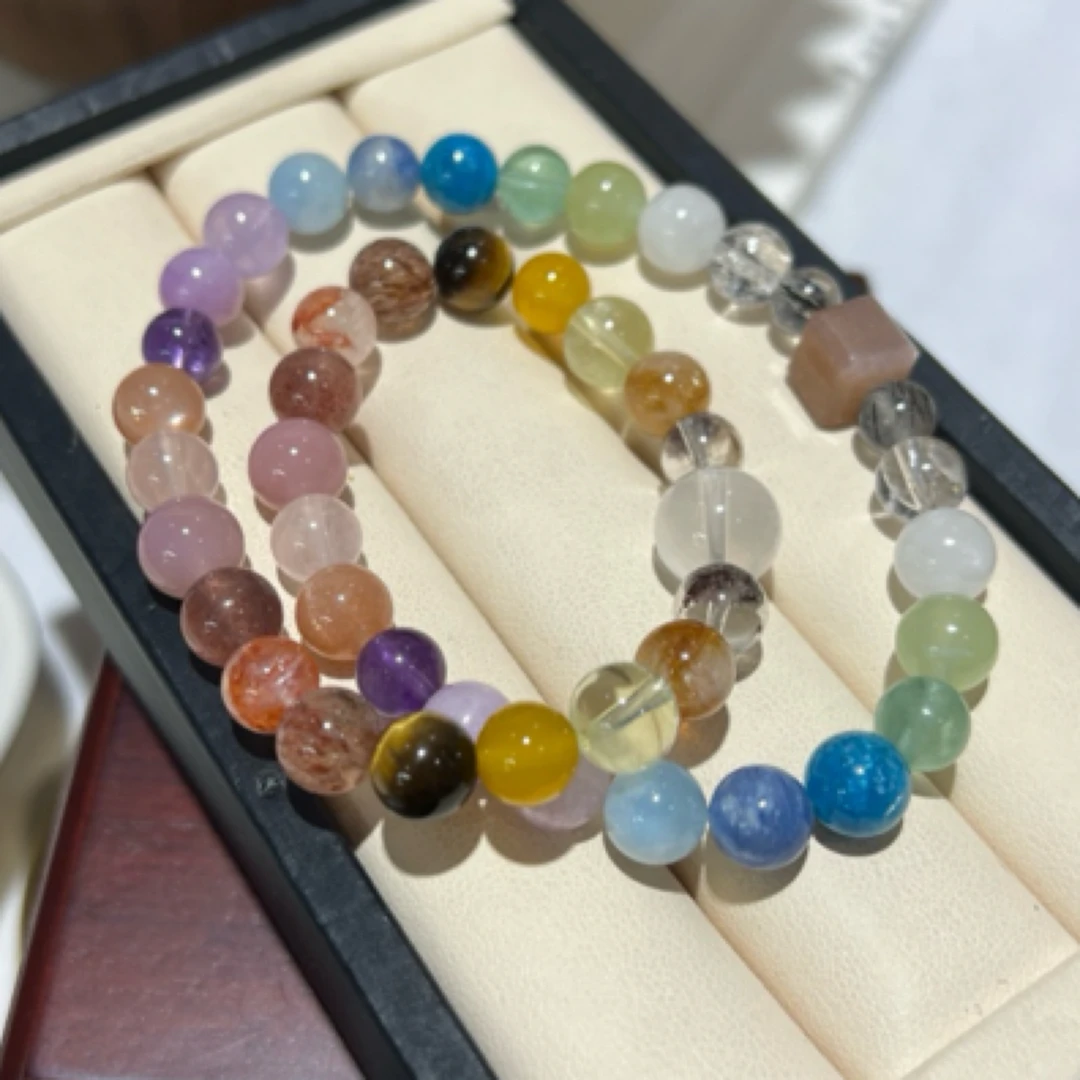 【月月家】AX021天然水晶 原创水晶多宝双圈手串8-9mm多样性发其一